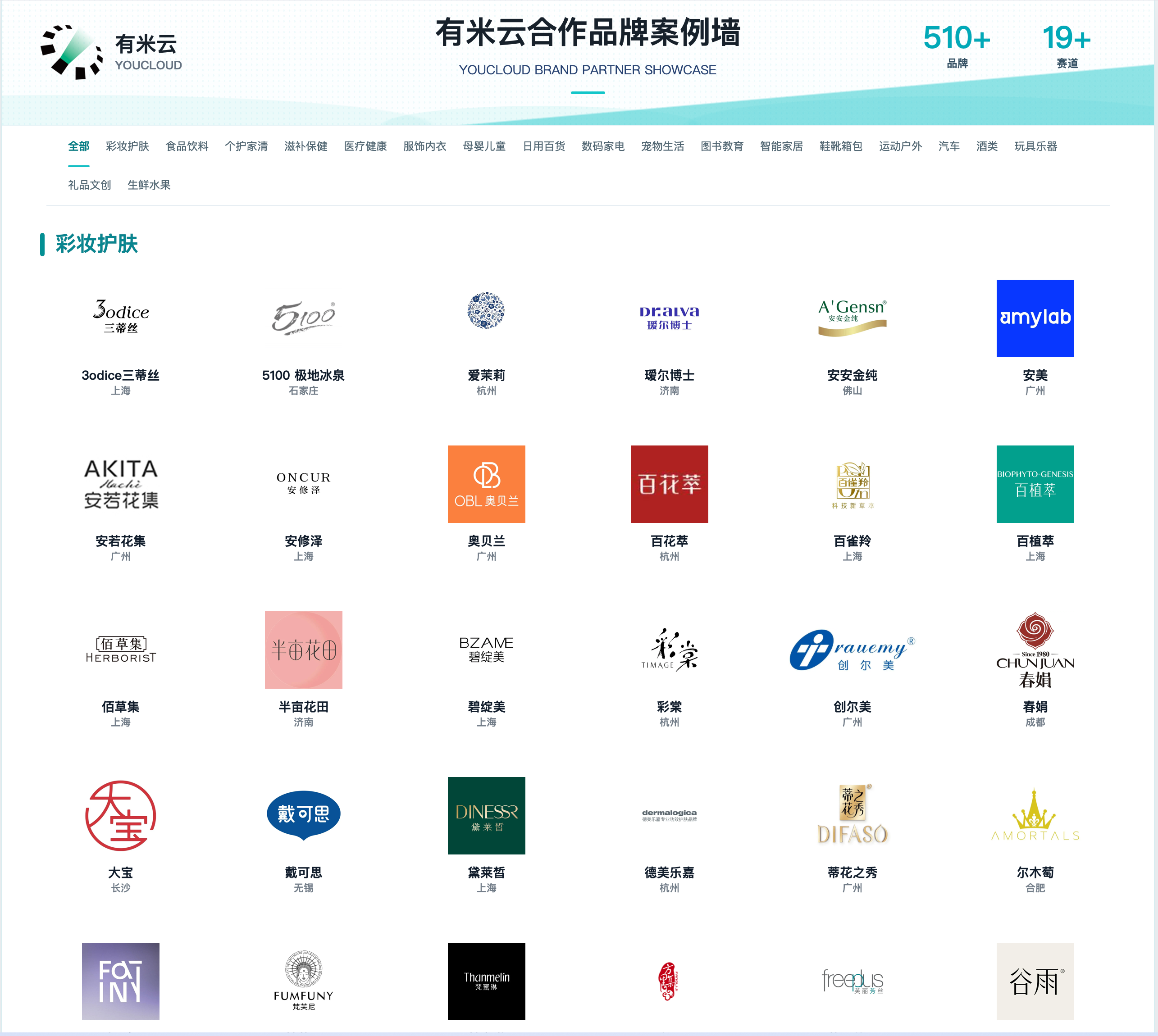 美妆护肤品牌案例墙 第2屏